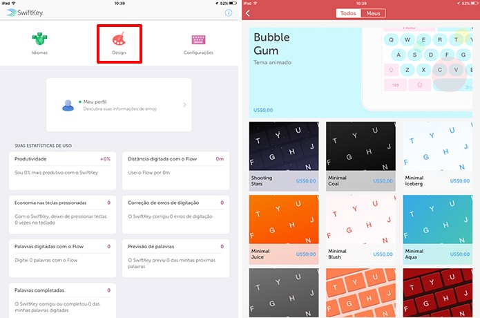 SwiftKey liberou todos os temas para teclado gratuitamente no iPhone e iPad (Foto: Reprodução/Elson de Souza)