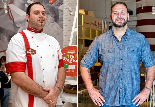 O chef Pasquale Cozzolino: antes e depois da dieta da pizza (Foto: Reprodução/Facebook)