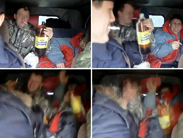 Homens são arremessados dentro do próprio carro por causa do som alto (Foto: Reprodução)