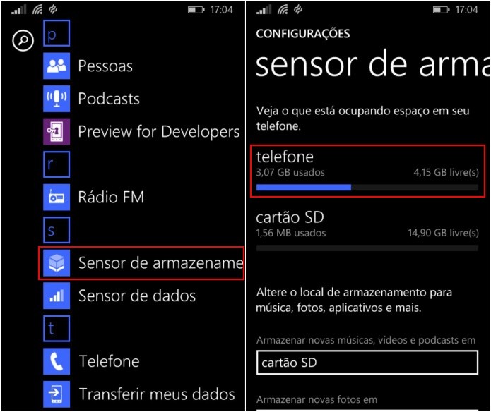 Abra o sensor de armazenamento (Foto: Reprodução/Helito Bijora)