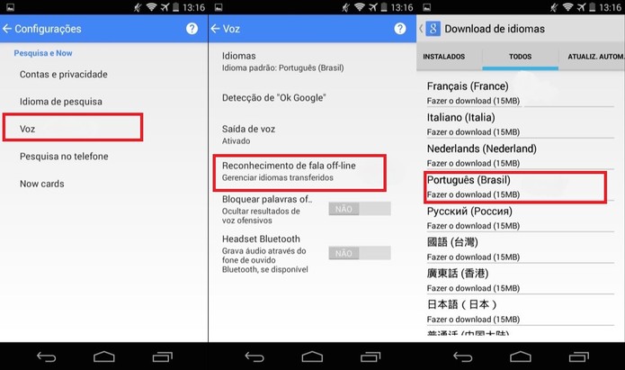 Ative o reconhecimento de voz offline no Google Now para Android (Foto: Reprodução/Juliana Pixinine)