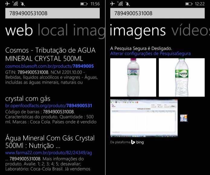 Informações sobre o código escaneado (Foto: Reprodução/Helito Bijora) Informações sobre o código escaneado (Foto: Reprodução/Helito Bijora)