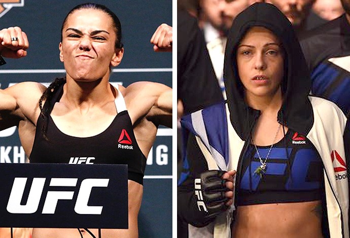 Montagem Jéssica "Bate Estaca" Andrade x Joanne Calderwood (Foto: Editoria de Arte) Montagem Jéssica "Bate Estaca" Andrade x Joanne Calderwood (Foto: Editoria de Arte)