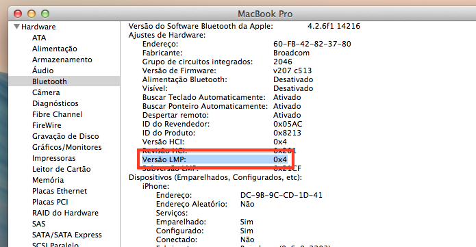 Verificando versão do Bluetooth (Foto: Reprodução/Helito Bijora)