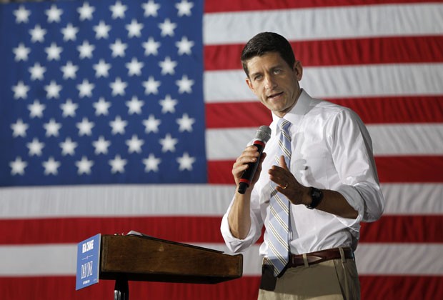 Paul Ryan em evento de campanha em Ohio neste domingo (4) (Foto: Mary Altaffer/AP) Paul Ryan em evento de campanha em Ohio neste domingo (4) (Foto: Mary Altaffer/AP)