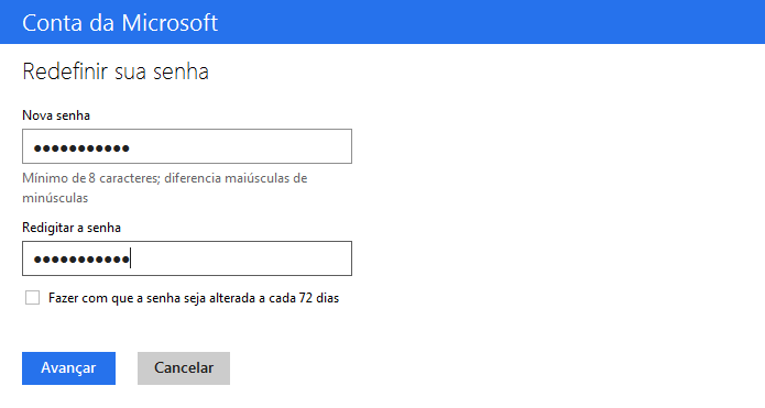 Criando a nova senha da conta (Foto: Reprodução/Edivaldo Brito)
