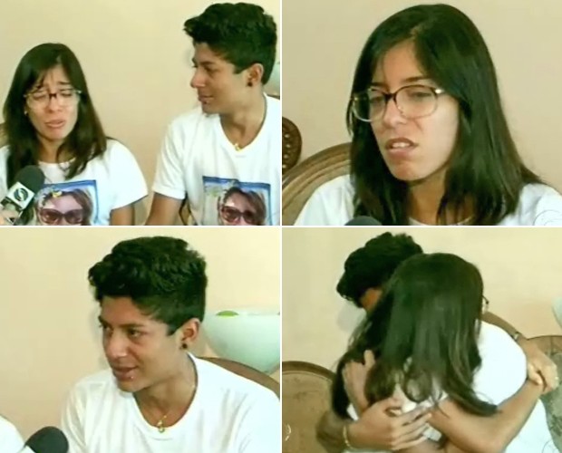 Filhos lamentam a morte da mãe e do padrasto na boate Kiss (Foto: Mais Você / TV Globo)