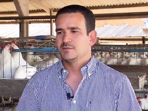 Dono da granja, Lucas Carvalho afirma que a avicultura exige cada vez mais profissionalismo (Foto: Reprodução/TV Bahia)