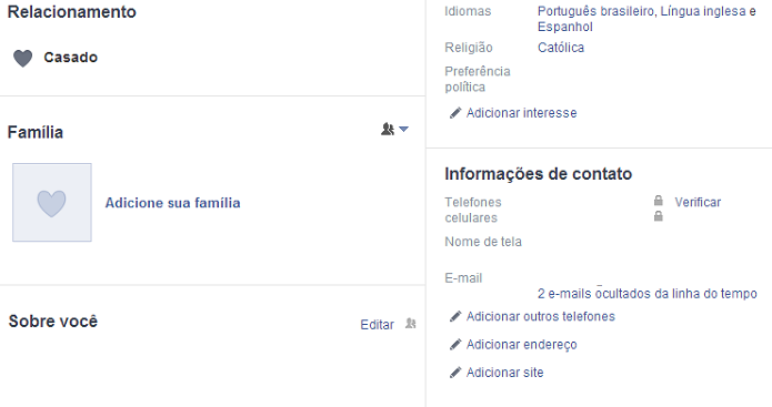 Adicione informação ao Facebook (Foto: Reprodução/Facebook)