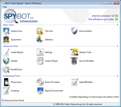 screenshot de Spybot - Search & Destroy