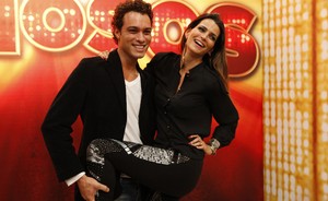 Fernanda Motta e seu professor Fábio Cruz (Foto: Domingão do Faustão / TV Globo)