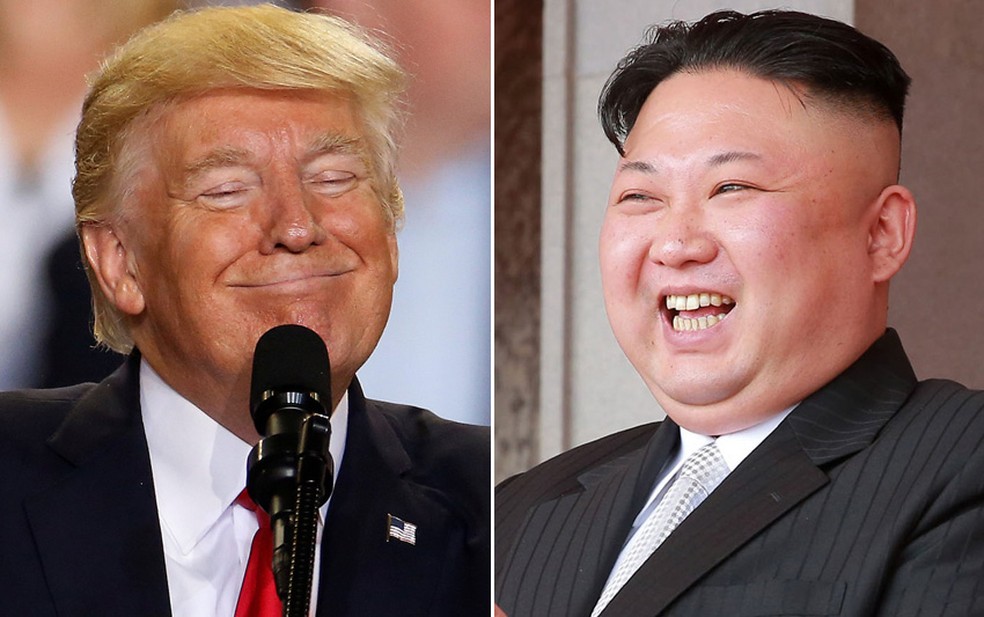 Montagem com o presidente dos EUA, Donald Trump, e o líder norte-coreano, Kim Jong Un (Foto: Carlo Allegri/Reuters; KCNA/via Reuters)