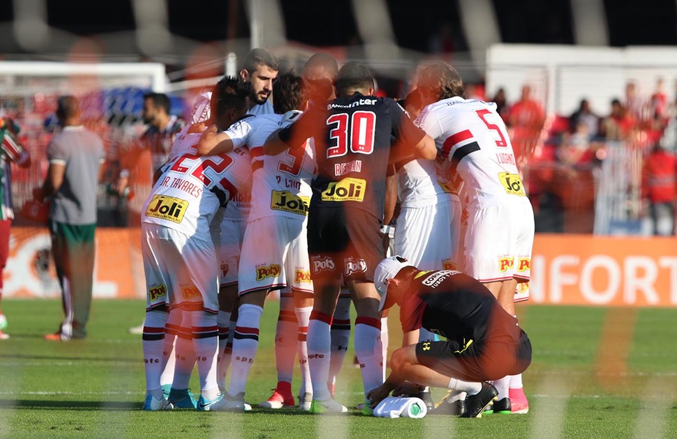Jogadores do São Paulo antes do jogo de domingo: semana para treinar (Foto: Rubens Chiri/saopaulofc.net)