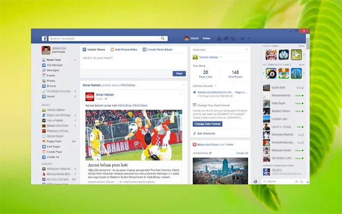 App Launcher coloca o Facebook em uma janela própria no PC (Foto: Reprodução/Paulo Alves)