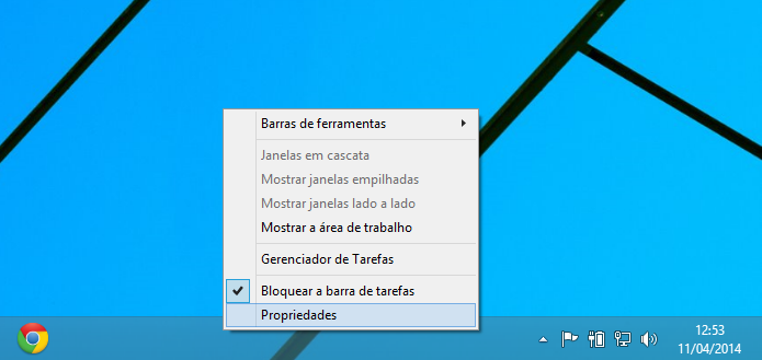 Acessando as propriedades da barra de tarefas (Foto: Reprodução/Helito Bijora)