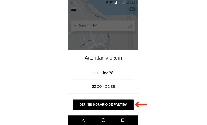 Confirmação de dia e horário de corrida programada do Uber (Foto: Reprodução/Raquel Freire)
