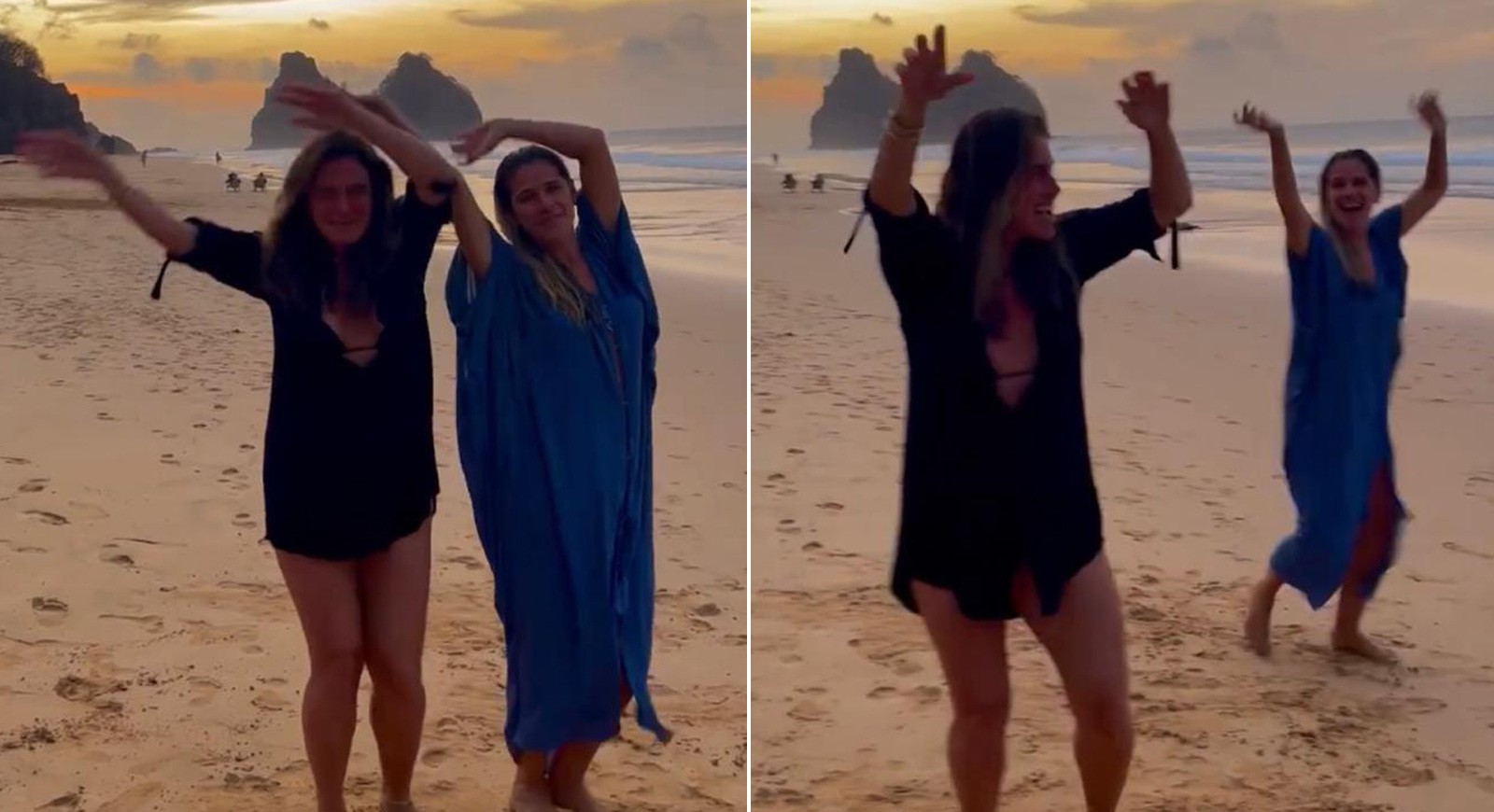 Giovanna Antonelli e Ingrid Guimarães dançam em Fernando de Noronha (Foto: Reprodução/Instagram)