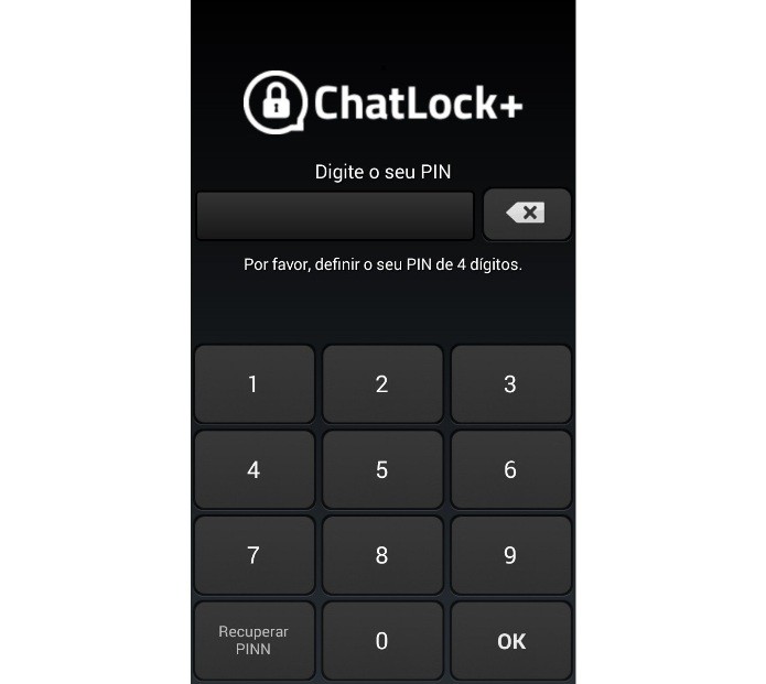 Criando o PIN para proteger aplicativos (Foto: Reprodução/Lívia Dâmaso)
