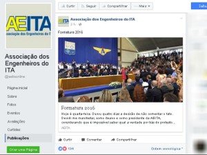 Associação de ex alunos alega que aluno tem direito de protestar (Foto: Reprodução/Facebook)