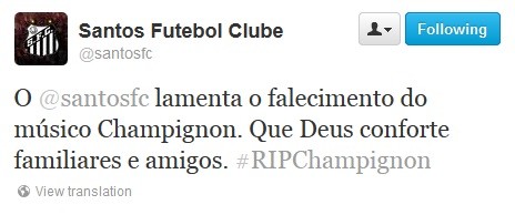 Champignon, Santos, Twitter (Foto: Reprodução / Twitter) Champignon, Santos, Twitter (Foto: Reprodução / Twitter)