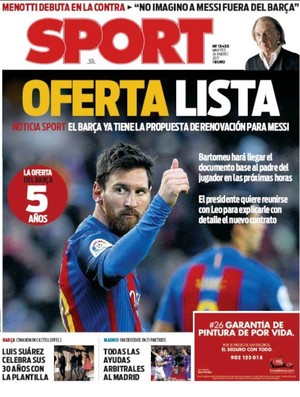 Messi Barcelona renovação capa jornal (Foto: Reprodução)