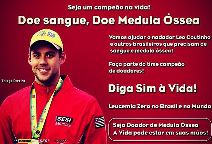 Thiago Pereira campanha por doação de medula para o nadador Thiago Coutinho (Foto: Reprodução / Instagram )
