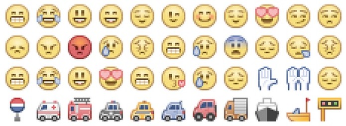 Emojis do Facebook tem cores claras (Foto: Reprodução/Emojipedia)