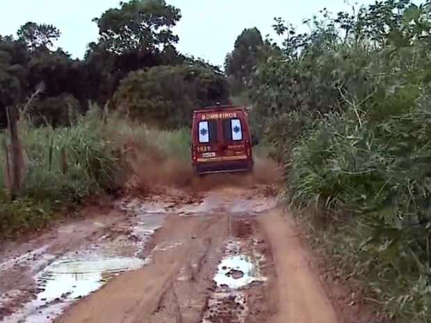 Bombeiros tiveram dificuldade para chegar ao sítio na zona rural de São Sebastião do Paraíso (MG). (Foto: Reprodução EPTV/Cacá Trovó)