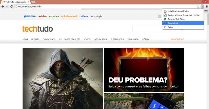 Acesse o site e depois o ícone do Cast (Foto: Thiago Barros/TechTudo)