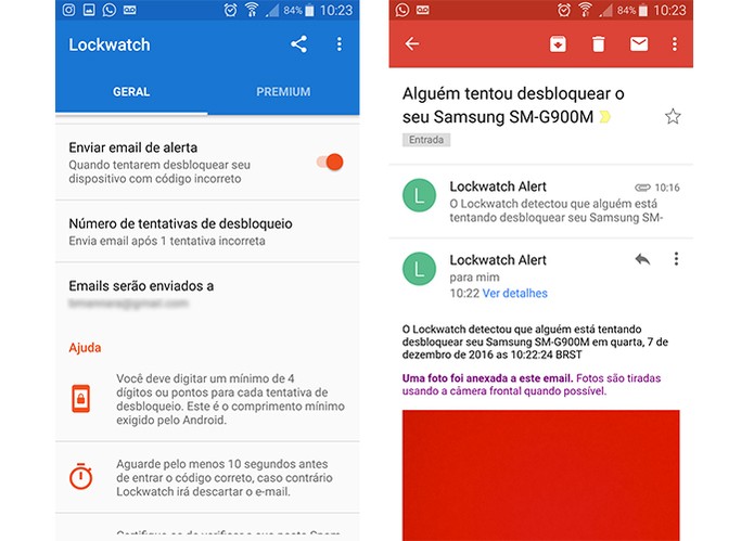 Aplicativo Lockwatch envia foto do intruso para e-mail com localização (Foto: Reprodução/Barbara Mannara)
