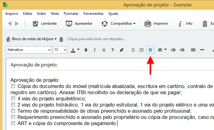 Convertendo texto simples em checklist (Foto: Reprodução/Helito Bijora)