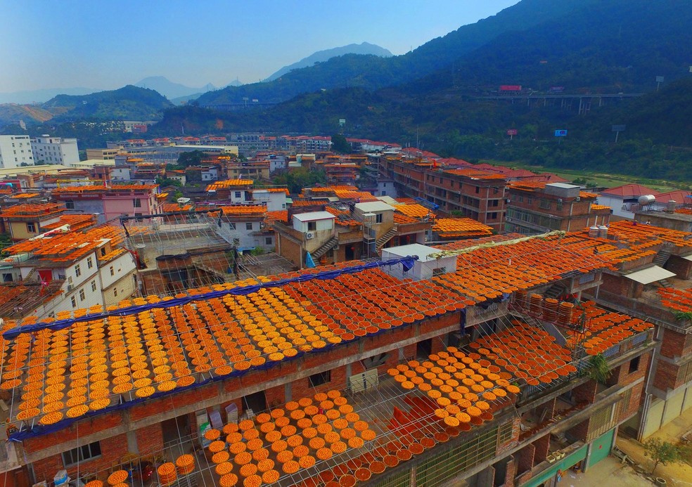 Olhando à distância, as casas pareciam estar com os telhados pintados de laranja (Foto: Reuters)