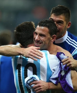 Messi e Maxi Rodriguez Argentina Copa do Mundo 2014 (Foto: Getty Images)