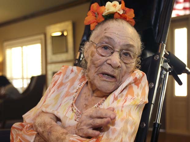 Gertrude Weaver, a pessoa mais velha do mundo, moreu nesta segunda-feira (6) aos 116 anos (Foto: AP Photo/Danny Johnston, File)