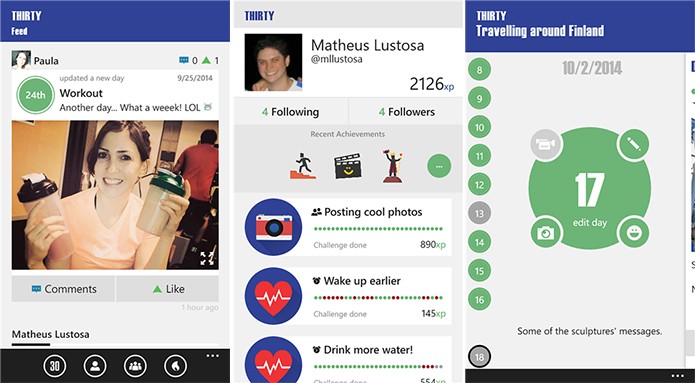 Thirty é uma rede social para Windows Phone onde usuários pode compartilhar desafios (Foto: Divulgação/Windows Phone Store)