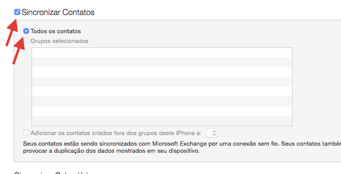 Ativando a sincronização de contatos do iPhone com o iTunes (Foto: Reprodução/Marvin Costa)