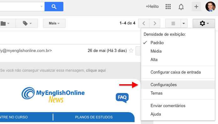Acesse as configurações do Gmail (Foto: Reprodução/Helito Bijora)