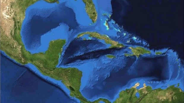 As características do mar do Caribe fazem com que zumbido ocorra apenas naquela região  (Foto: Nasa)