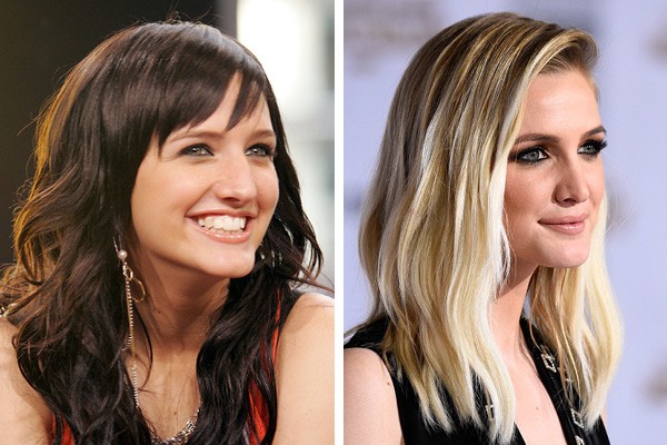 Ashlee Simpson em 2004 e em 2014 (Foto: Getty Images)