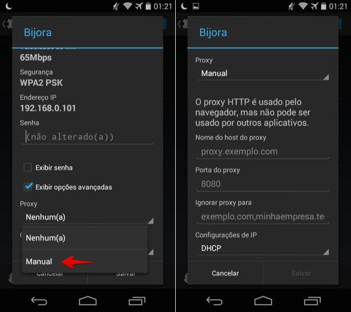 Configurando um servidor proxy no Android (Foto: Reprodução/Helito Bijora) 