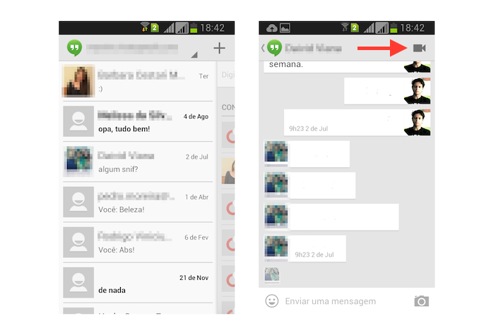 Iniciando uma conversa com vídeo no Hangouts pelo Android (Foto: Reprodução/Marvin Costa)