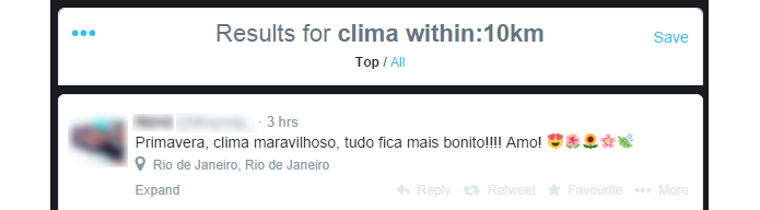 Recurso permite localizar mensagens tuitadas perto do usuário (foto: Reprodução/Twitter)