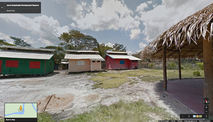 Comunidades que vivem na floresta também foram fotografadas (foto: Reprodução/Google)