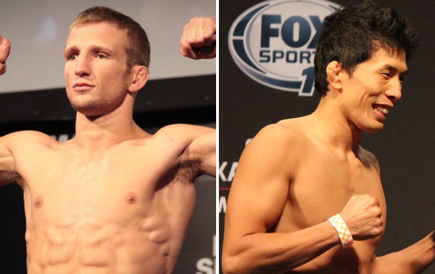 TJ Dillashaw x Takeya Mizugaki (Foto: Editoria de arte)