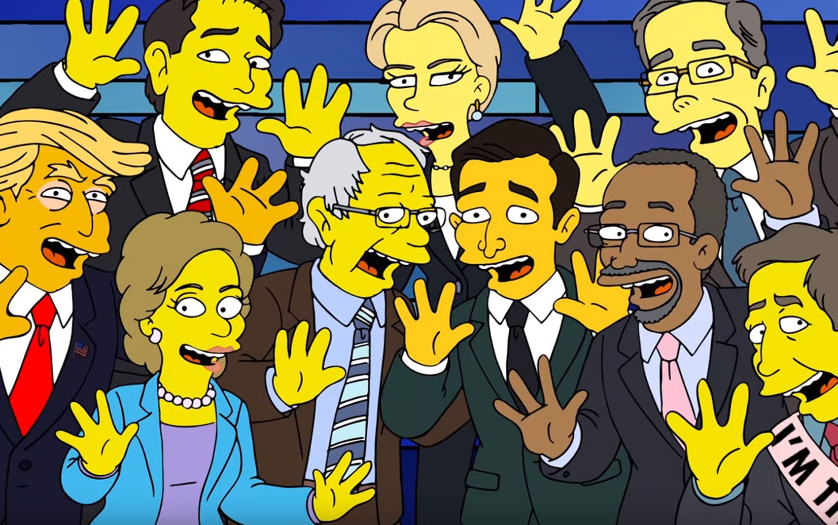 Pré-candidatos republicanos e democratas cantam juntos em cena de &#39;Os Simpsons&#39; (Foto: Reprodução/Youtube)