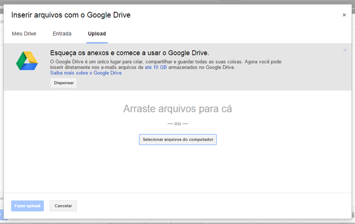 Carregar arquivos no Drive burla o limite de 25mb de anexos do Gmail (foto: Reprodução/Google)