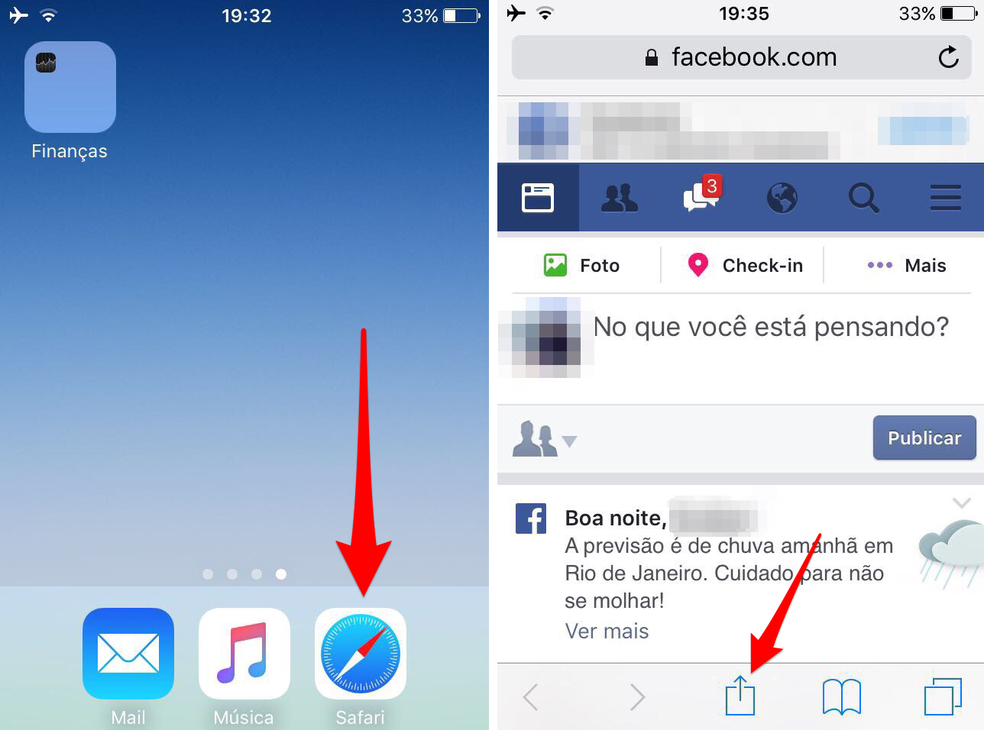 Abra o Facebook no Safari do iPhone (Foto: Reprodução/Lucas Mendes)