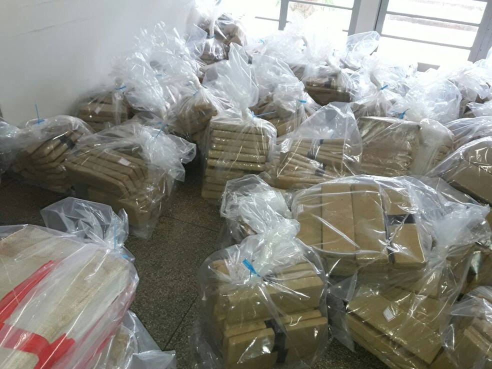Quase cinco toneladas de maconha foram apreendidas em Teodoro Sampaio (Foto: Betto Lopes/TV Fronteira)