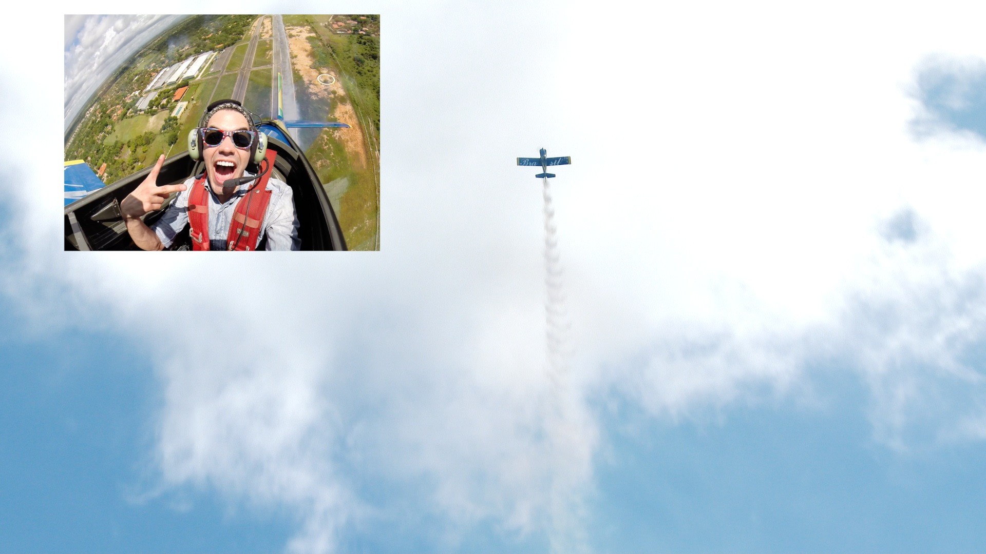 Avião e adrenalina nas alturas com Waldonys no comando.  (Foto: Produção Se Liga VM)