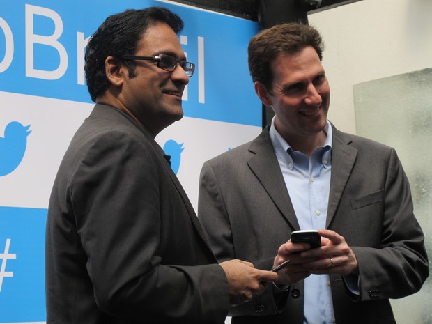 Guilherme Ribenboim, diretor-geral do Twitter no Brasil (à esquerda) e Shailesh Rao, vice-presidente internacional do Twitter. (Foto: Laura Brentano)